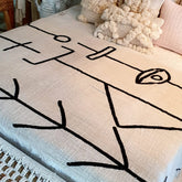 Black & White Cotton Throw with Arrow and Line Pattern | 240×125cm